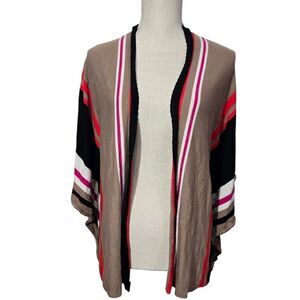 Jana Womens Sweater Cardigan Size XL Open Front Striped